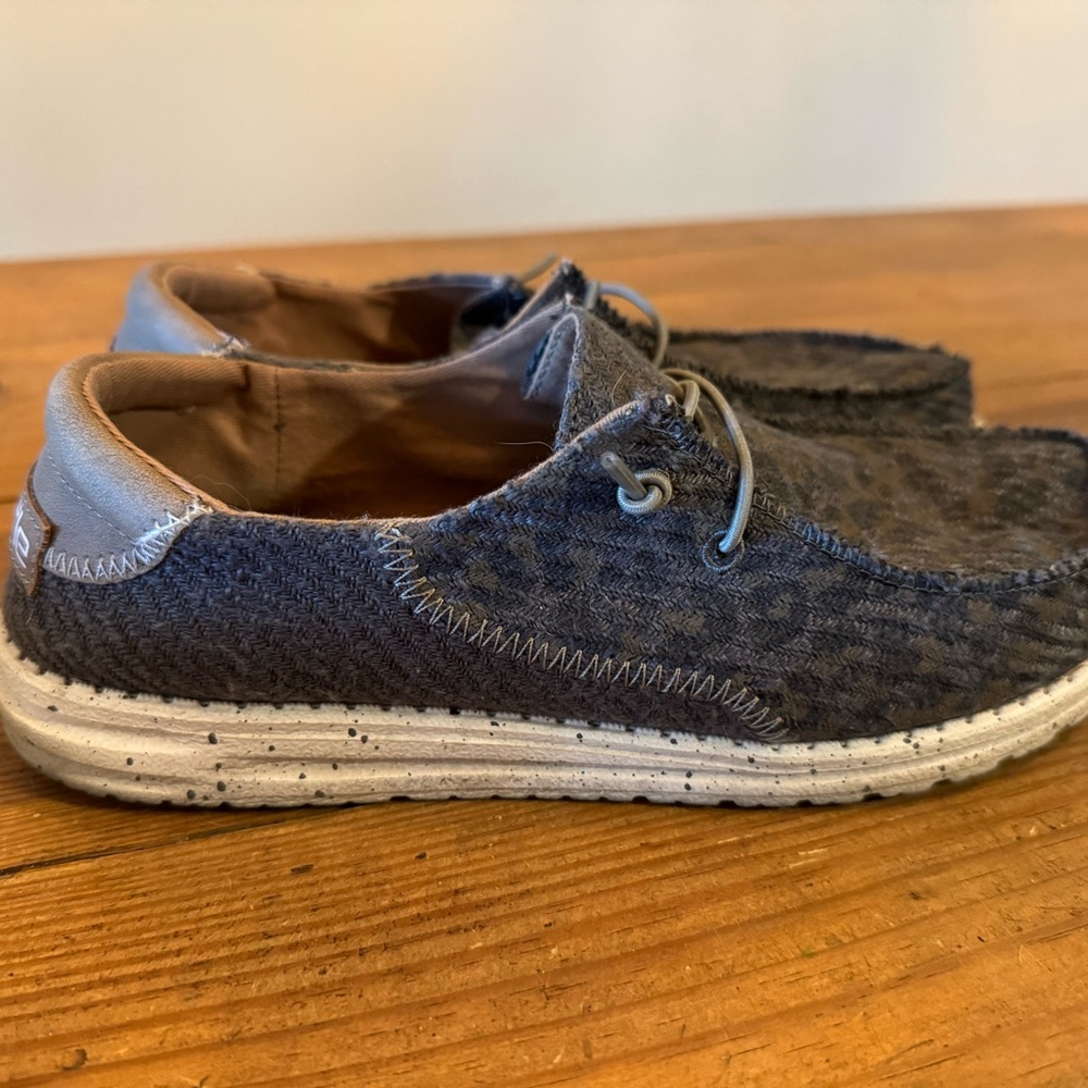 Hey Dude Leopard Print and Dark Grey Shoes